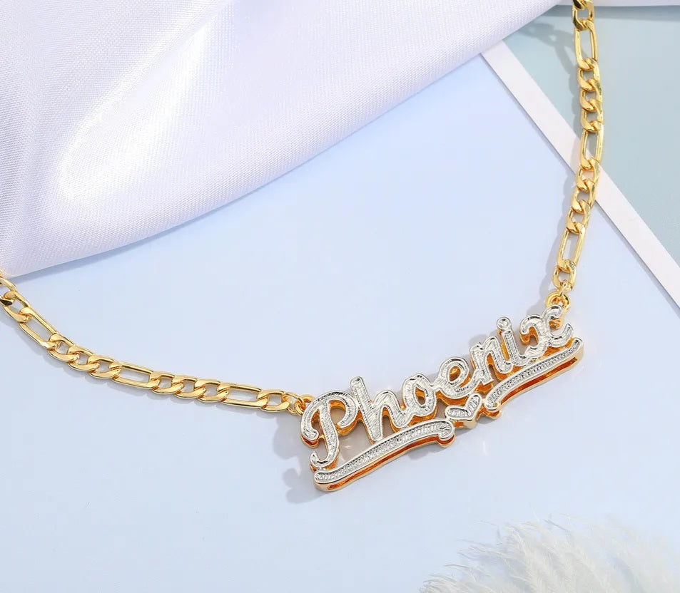 Double Plated 18k Gold Personalized Heart Bar Necklace