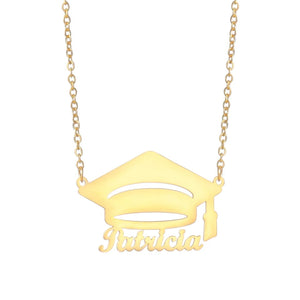 14K Personalized Graduation Cap Necklace