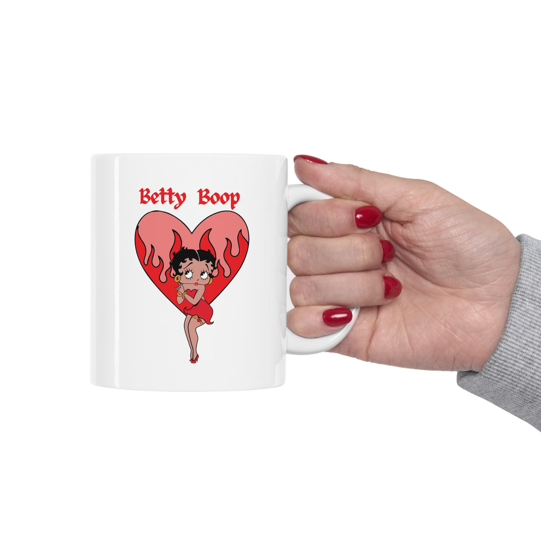 Betty Boop Flaming Heart Ceramic Mug 11oz