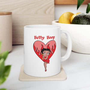 Betty Boop Flaming Heart Ceramic Mug 11oz