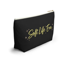 Load image into Gallery viewer, Accessory Pouch — "Soft Life Era" Cosmetic Bag with Sparkle Script
