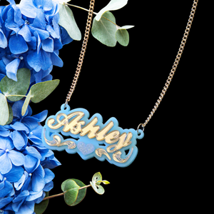 Cuban Chain Link Personalized Acrylic Name Plate Necklace