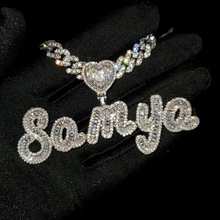 Load image into Gallery viewer, Cubic Zirconia 18k Heart Bubble Letters Personalized Necklace
