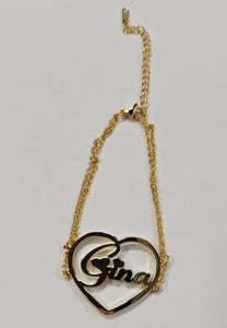 18k Gold Plated Stainless Steel Double Layered Chain Heart Pendant Personalized Earrings - Custom Name Jewelry for Women