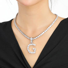 Load image into Gallery viewer, Zircon 5mm Silver Initial Blinged out Pendant and Tennis Necklace
