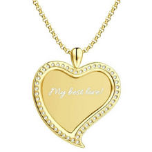 Load image into Gallery viewer, Cubic Zirconia Heart Photo Necklace
