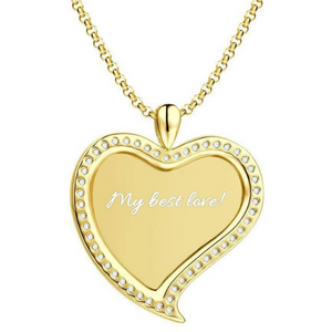 Cubic Zirconia Heart Photo Necklace