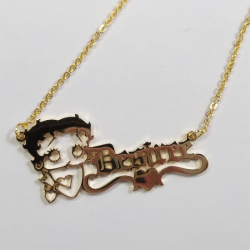 Betty Boop Heart Bar Personalized Pendant Necklace