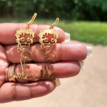 Load image into Gallery viewer, Personalized Betty Boop 14k Gold-Plated Stainless Steel Hook Earrings for Women - Custom Name Jewelry Gift

