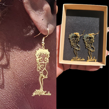 Load image into Gallery viewer, Personalized Betty Boop 14k Gold-Plated Stainless Steel Hook Earrings for Women - Custom Name Jewelry Gift

