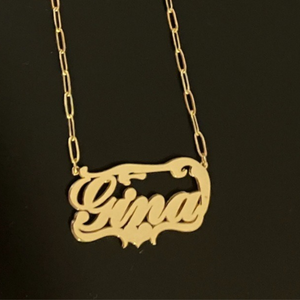 Gina's 18K Gold Double Plated Personalized Heart Bar Necklace