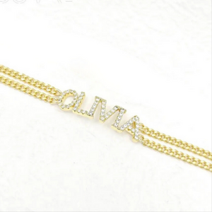 Double Layered Chain Personalized CZ Bracelet