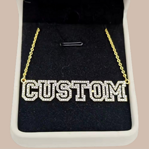 CZ Personalized Hollowed Stainless Steel 18k Gold-Plated Name Necklace - Custom Jewelry Gift