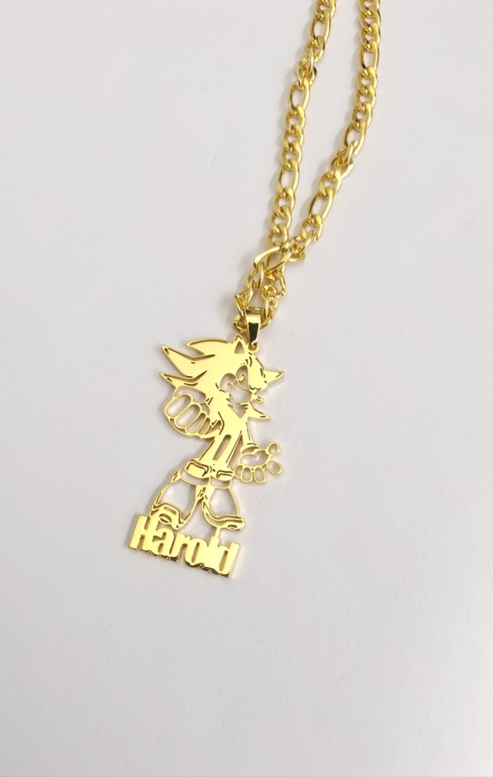 Personalized Shadow Character 18k Gold-Plated Stainless Steel Name Necklace - Custom Jewelry for Fans