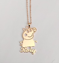 Load image into Gallery viewer, Personalized Peppa Pig 18k Gold-Plated Stainless Steel Name Necklace - Custom Kids Jewelry Gift
