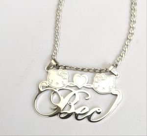 Personalized Characters "Hello Kitty, Minnie Mouse, Tweety Bird, Any Character"  Heart Pendant Necklace