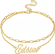 Load image into Gallery viewer, Double Layer Gold Plated Personalized Anklet
