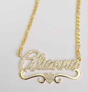HMU Ladies CZ Heart Bar Necklace