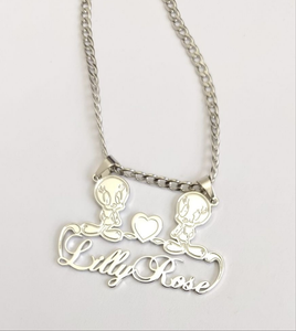 Tweety Bird Heart Pendant Necklace