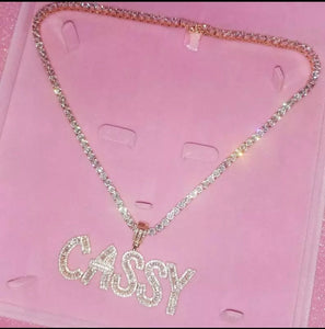 HMU Ladies CZ Personalized Hip Hop Tennis Necklace