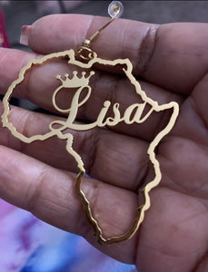 Africa's Queen Personalized Name Earrings