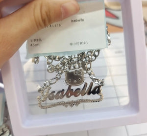 Hello Kitty 18K Plated 2 Tone Personalized Necklace