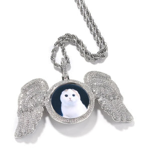 Angel Wings Personalized Photo Pendant Necklace