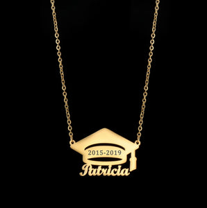 14K Personalized Graduation Cap Necklace