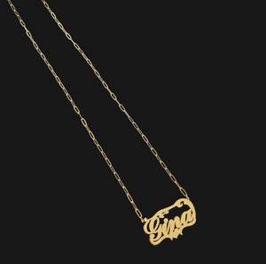 Gina's 18K Gold Double Plated Personalized Heart Bar Necklace