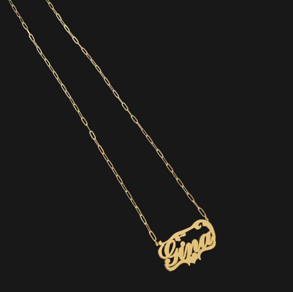 Gina's 18K Gold Double Plated Personalized Heart Bar Necklace