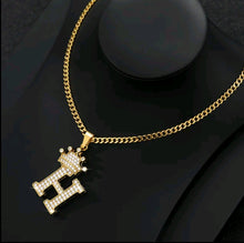 Load image into Gallery viewer, Crown Zircon Alphabet Charm Unisex Necklace
