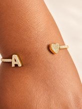 Load image into Gallery viewer, Personalized Zircon Heart or Initial Bangle Bracelet — professional product photo
