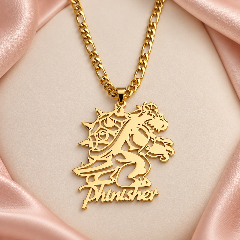 Personalized Dinosaur Name Necklace with Figaro Chain