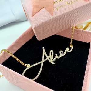 18k Gold Script Personalized Necklace