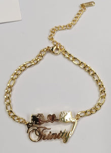 New Personalized Heart Pendant Bracelet/Anklet Characters "Hello Kitty, Minnie Mouse, Tweety Bird, Any Character"