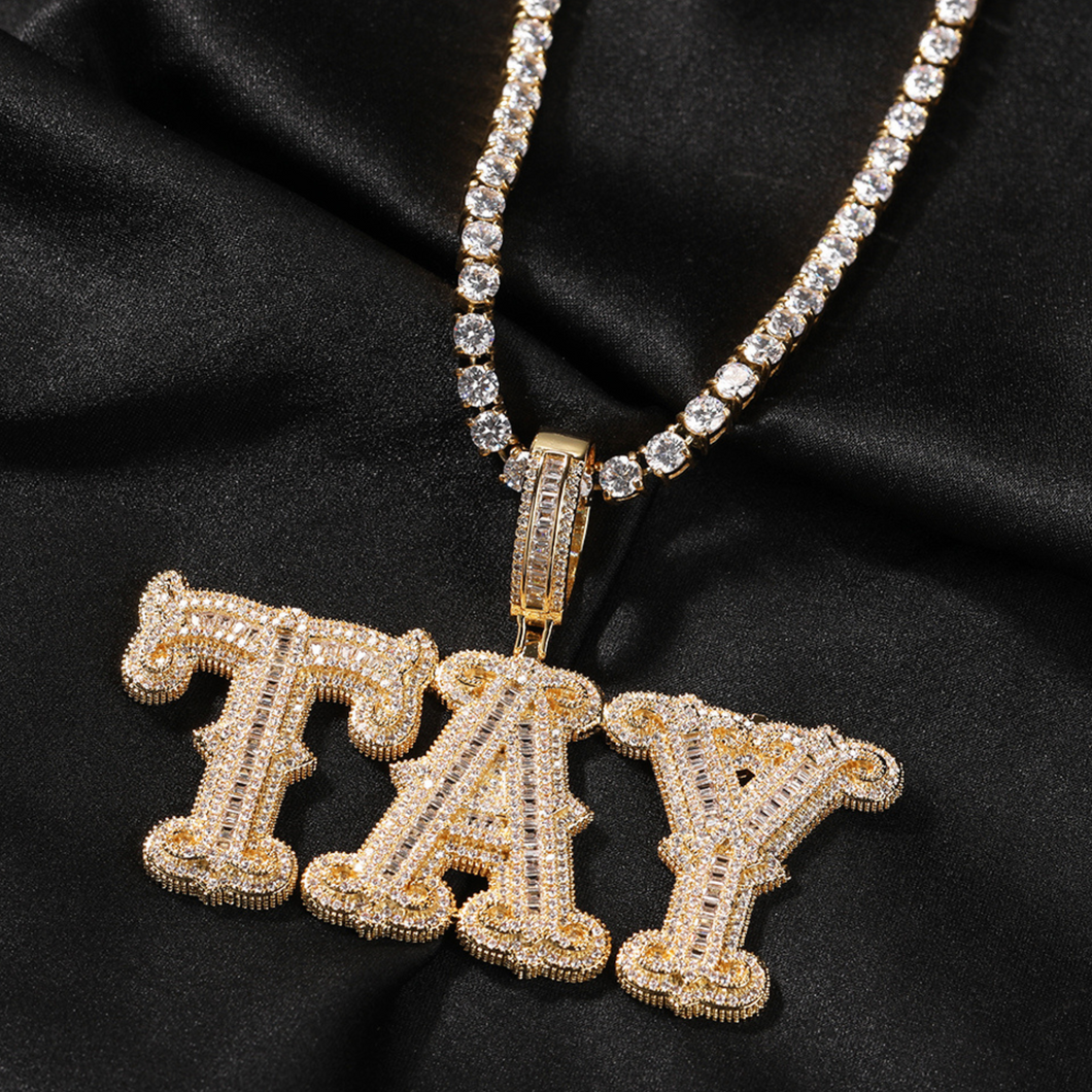 HMU Ladies AAA CZ Custom Name/Number Necklace