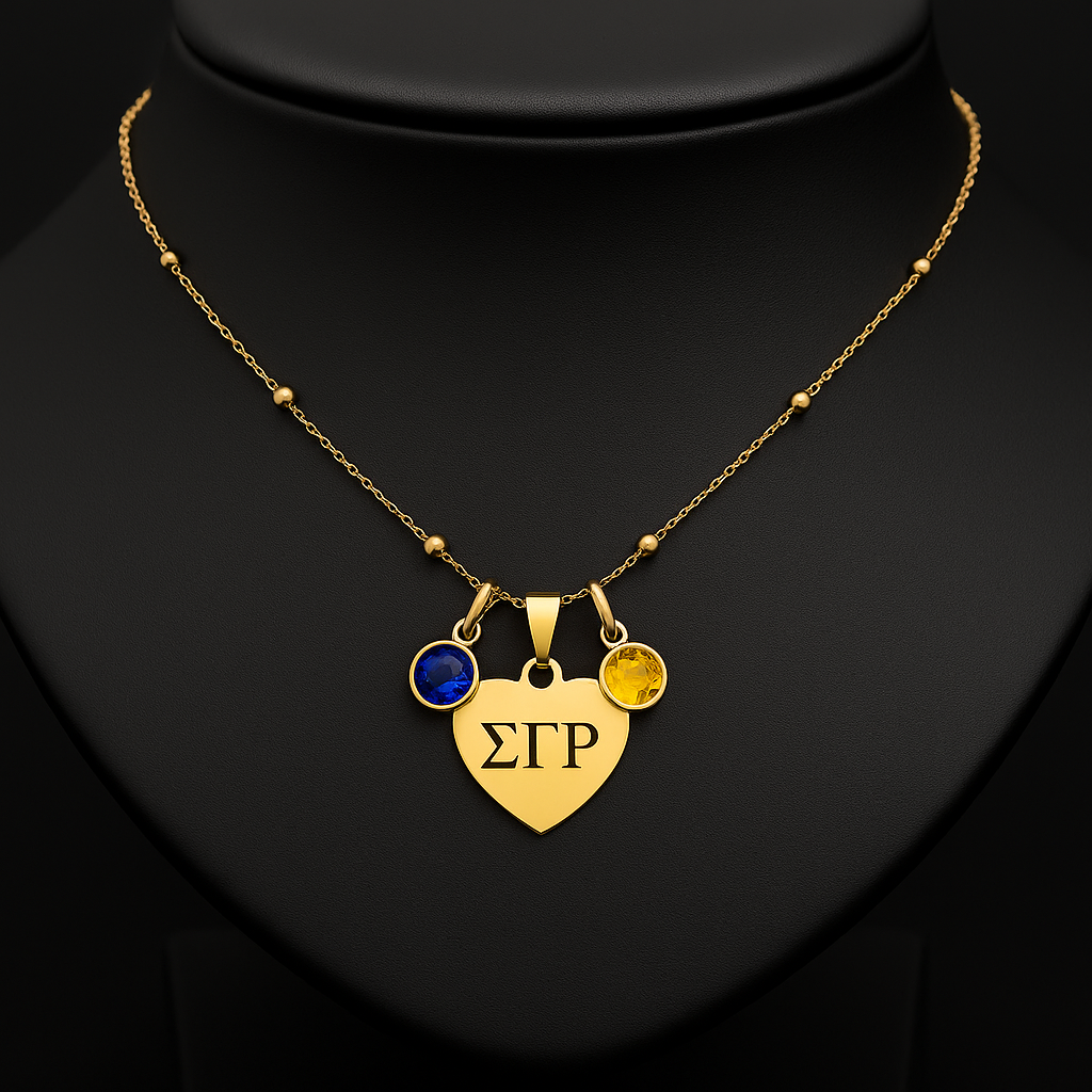 Stainless Steel Personalized Heart Birthstone Name/Sorority Necklace – Custom Jewelry Gift for Her