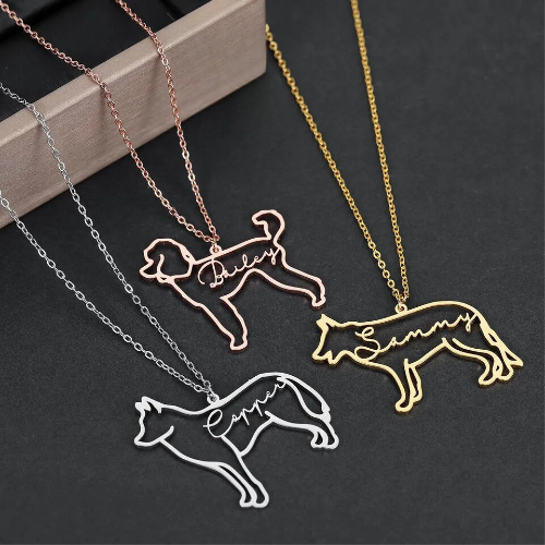 Personalized Dog Breeds Name Pendant Necklace