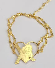 Load image into Gallery viewer, Betty Boop Double Layered Personalized Heart Pendant Bracelet
