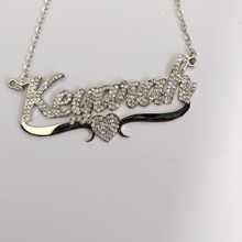 Load image into Gallery viewer, HMU Ladies CZ Heart Bar Necklace
