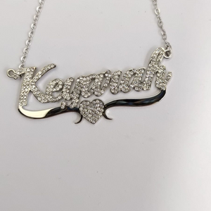 HMU Ladies CZ Heart Bar Necklace