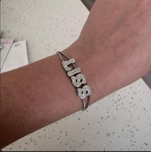 Load image into Gallery viewer, CZ Bubble Letter Personalized Bracelet with Strawstring
