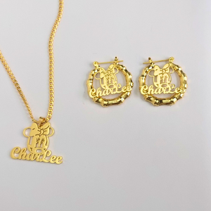 Minnie Mouse Personalized Earrings/Necklace Set