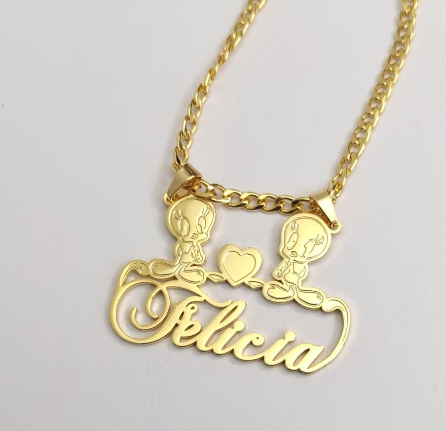 Tweety Bird Personalized Heart Pendant Necklace