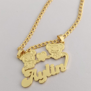 Garu & Pucca Heart Pendant Necklace