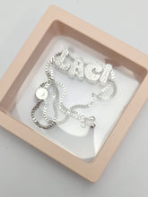Load image into Gallery viewer, CZ Bubble Letter Personalized Bracelet with Strawstring
