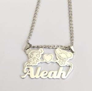 Garu & Pucca Heart Pendant Necklace