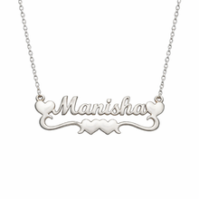 Load image into Gallery viewer, Silver name necklace with 'Manisha' on a white background
