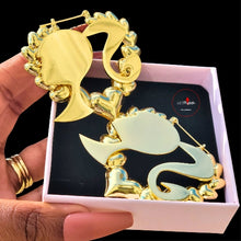 Load image into Gallery viewer, Barbie Heart Shaped Gold Plated Personalized Name Earrings
