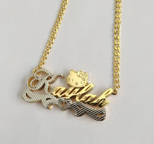Load image into Gallery viewer, Hello Kitty, Personalized Necklace and Earrings Heart Bar Set
